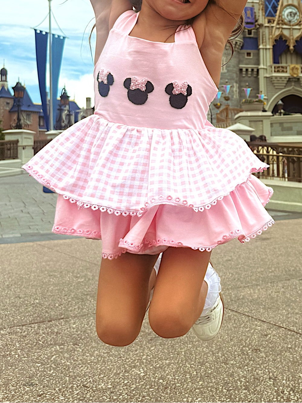 French Knot Disney Pink Gingham Knit Bloomer Set